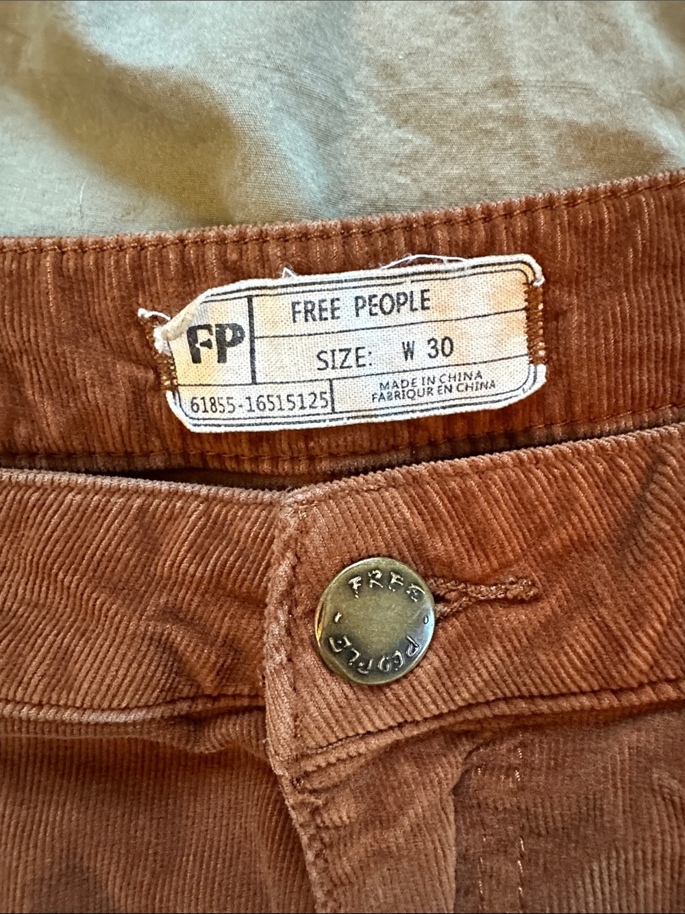 Free People Brown Orange Float On Corduroy Flare Pants - Picture 6 of 13